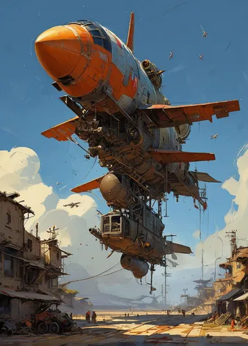 plane wreck,airship,air ship,airships,scrapyard,junkyard,flying machine,air transport,cargo plane,ship wreck,concrete ship,crash landing,wreck,airplane crash,salvage yard,wasteland,aircraft carrier,junk yard,grounded,plane,Conceptual Art,Sci-Fi,Sci-Fi 01