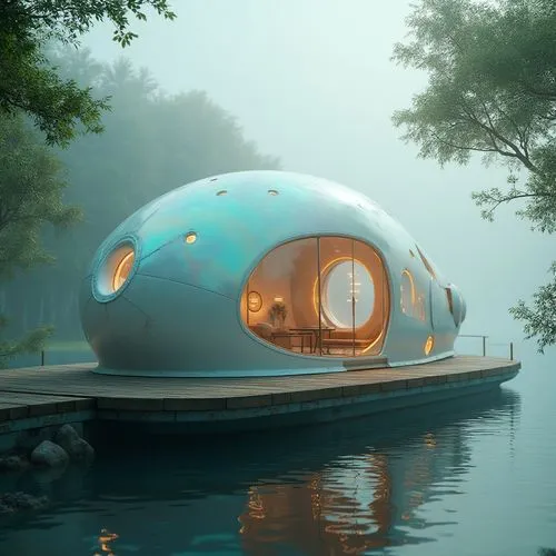 floating huts,electrohome,teardrop camper,fishing tent,cubic house,cube stilt houses,houseboat,futuristic architecture,prefab,airstreams,snowhotel,pelecypods,mobile home,inverted cottage,houseboats,aqua studio,pool house,cube house,earthship,floating on the river,Photography,General,Realistic