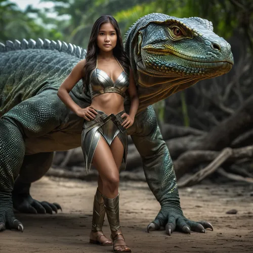 crocodile woman,prehistoric,missisipi aligator,exotic animals,saurian,raptor,digital compositing,reptiles,giant lizard,size comparison,crocodilian reptile,iguanas,jurassic,dinosaruio,philippines crocodile,green iguana,trex,iguanidae,cold blooded animals,fantasy picture,Photography,General,Natural