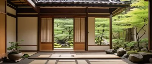 japanese-style room,ryokan,japanese zen garden,ryokans,zen garden,japanese garden ornament,dojo,japan garden,asian architecture,tatami,teahouse,japanese shrine,japanese garden,chanoyu,bamboo curtain,bamboo plants,zuoyi,tea ceremony,garden door,ritsurin garden,Art,Classical Oil Painting,Classical Oil Painting 40