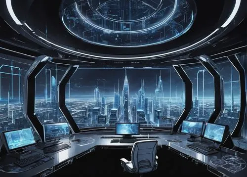 spaceship interior,computer room,cybercity,arcology,futuristic landscape,sulaco,megacorporation,cyberview,ufo interior,sector,sci fi,coruscant,wheatley,europacorp,sci fiction illustration,holodeck,oscorp,sci - fi,troshev,cybertron,Illustration,Black and White,Black and White 34