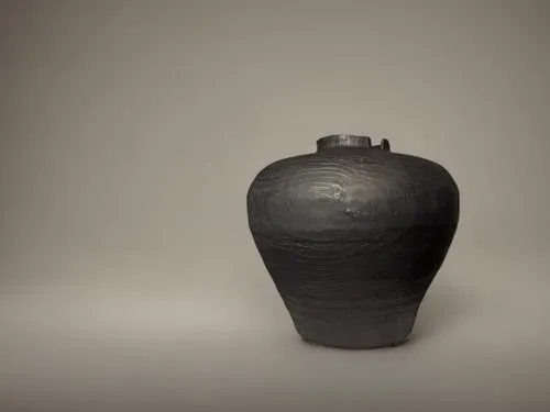 a vase is on a table on a gray background,clay jug,bizen,mawangdui,amphora,vase,jug