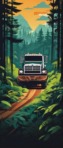 Write a thrilling chase scene where a large truck is pursued by law enforcement through a dense forest.,jeep wagoneer,pickup-truck,retro car,retro vehicle,vector illustration,dodge dakota,retro automo