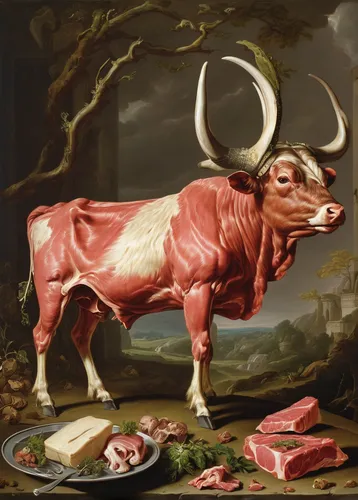 oxen,holstein-beef,taurus,red holstein,zebu,cow icon,cow,horns cow,watusi cow,alpine cow,cervus elaphus,veal,ox,omnivore,ruminant,bos taurus,bovine,montasio,aurochs,minotaur,Art,Classical Oil Painting,Classical Oil Painting 36