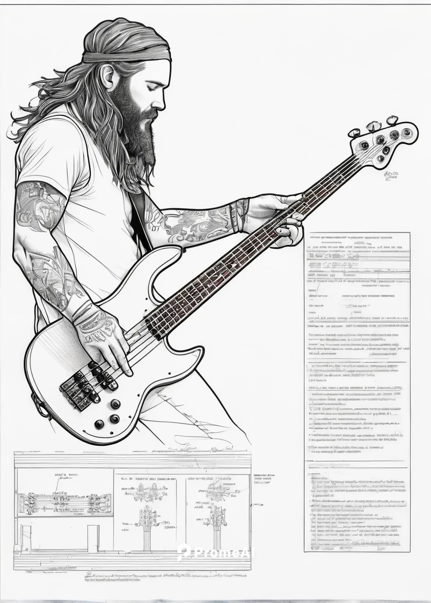 Bryce Paul, current live touring bassist of metal band In Flames. Carolina Rebellion photos by ©Lizzy Davis Photography.,bass guitar,coloring page,the guitar,wireframe graphics,electric guitar,guitar,