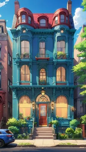 apartment house,apartment building,brownstones,brownstone,an apartment,tsumugi kotobuki k-on,rowhouse,townhouse,dreamhouse,mansard,colorful facade,apartment complex,shared apartment,apartments,apartment block,kotoko,house painting,ghibli,tenement,apartment,Illustration,Japanese style,Japanese Style 03