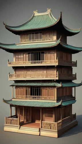 chinese house 3D model,asian architecture,chinese architecture,japanese architecture,pagoda,3d model,3d rendering,wooden mockup,3d render,hanok,chinese style,wooden houses,wooden house,wooden roof,roo