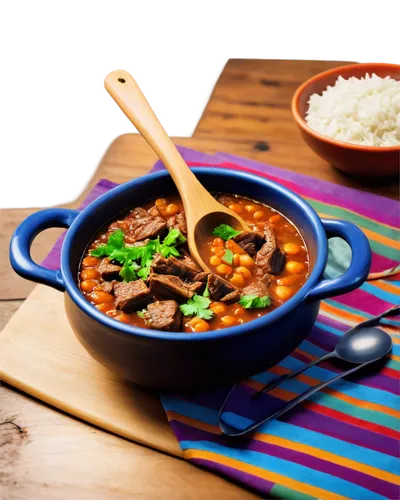 chili con carne,beef goulash,feijoada,goulash,étouffée,karahi,massaman curry,chana masala,chicken marengo,nepalese cuisine,jalfrezi,frijoles charros,moqueca,fabada asturiana,menudo,oxtail soup,arroz con gandules,red curry,vindaloo,beef bourguignon,Illustration,Paper based,Paper Based 23