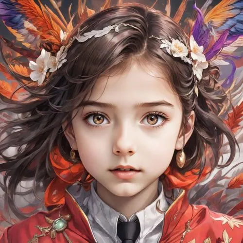 fantasy portrait,little girl fairy,mystical portrait of a girl,flower fairy,suri,fairy tale character,Digital Art,Anime