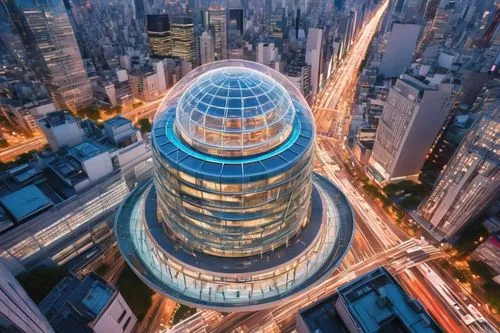 guangzhou,futuristic architecture,glass building,taikoo,chengdu,shanghai,sky city tower view,chongqing,lotte world tower,hongdan center,glass sphere,shenzen,tianjin,the energy tower,largest hotel in dubai,renaissance tower,shenzhen,zhangzhou,megacorporation,zhengzhou,Illustration,Japanese style,Japanese Style 19