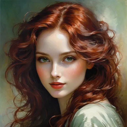 red-haired,redheads,romantic portrait,mystical portrait of a girl,girl portrait,redhead doll,portrait of a girl,young woman,red head,fantasy portrait,young girl,oil painting,emile vernon,redhead,redhair,woman portrait,redheaded,bouffant,young lady,oil painting on canvas,Illustration,Realistic Fantasy,Realistic Fantasy 16