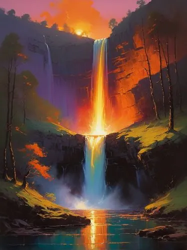 waterfall,water falls,wasserfall,falls,water fall,brown waterfall,falls of the cliff,waterfalls,ash falls,fantasy landscape,bond falls,tower fall,bridal veil fall,chasm,cascade,skogafoss,ilse falls,seljalandsfoss,victoria falls,lava river,Conceptual Art,Sci-Fi,Sci-Fi 22