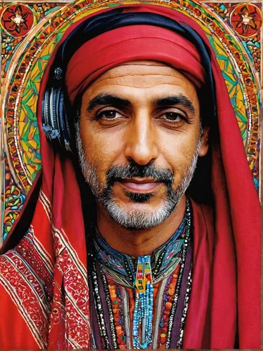 middle eastern monk,bedouin,guru,indian drummer,indian monk,persian poet,rastaman,kundalini,bansuri,indian sadhu,arab,omani,jordanian,dj,abdel rahman,sadu,turban,sadhu,global oneness,ayurveda,Illustration,American Style,American Style 04