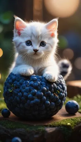 cute cat,kitten,little cat,kittens,blossom kitten,cat food,blue eyes cat,tea party cat,kitten asleep in a pot,perched on a log,cat resting,oak kitten,grape catnip,blueberries,cat with blue eyes,blueberry,chinese pastoral cat,fresh berries,small animal food,pompom,Photography,General,Fantasy