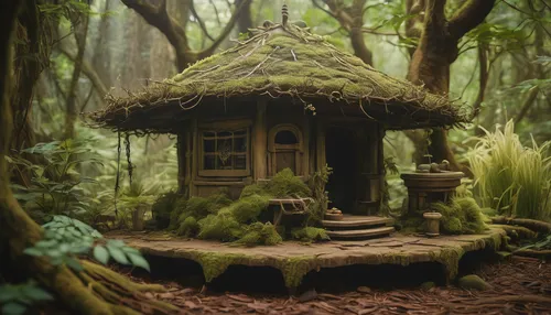 fairy house,house in the forest,miniature house,fairy village,japanese shrine,japanese garden ornament,ancient house,witch's house,fairy forest,little house,tree house,treehouse,mushroom landscape,japanese architecture,asian architecture,wishing well,wooden hut,japan garden,fairy door,witch house,Photography,Documentary Photography,Documentary Photography 01