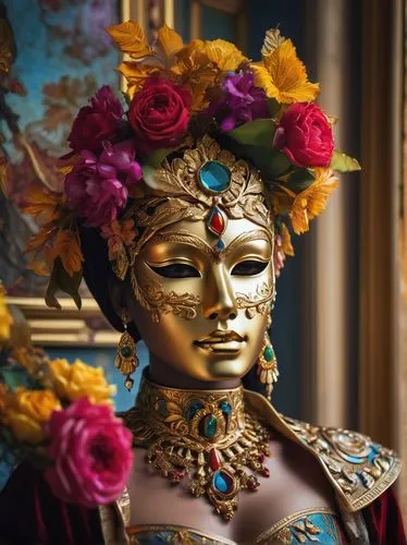 venetian mask,the carnival of venice,masquerade,mascarade,golden mask,masques,gold mask,headdress,hare krishna,diablada,headpiece,masquerades,efik,artist's mannequin,floral decoration,peranakans,baoshun,adornment,radharani,carnevale,Photography,Artistic Photography,Artistic Photography 08