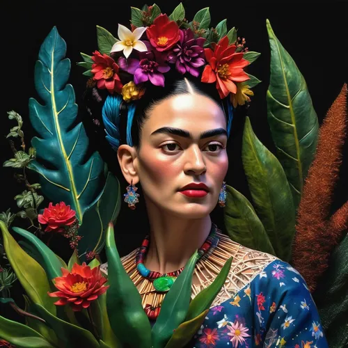 frida,girl in flowers,polynesian,polynesian girl,kahila garland-lily,balinese,tropical bloom,pachamama,fairy peacock,exotic flower,flora,beautiful girl with flowers,peacock,hula,bird of paradise,fantasy portrait,han thom,ikebana,moana,exotic plants,Photography,Artistic Photography,Artistic Photography 02