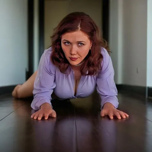 busty woman,  bent over on the floor,a woman posing on a wood floor in an elegant dress,pushup,push up,crawling,pushups,crouching,splits,woman laying down,yoga mat,crawl,vinyasa,yoga,suspiria,aislinn,