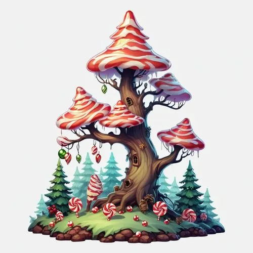 mushroom landscape,tree mushroom,mushroom island,forest mushroom,fairy house,toadstool,Illustration,Abstract Fantasy,Abstract Fantasy 11