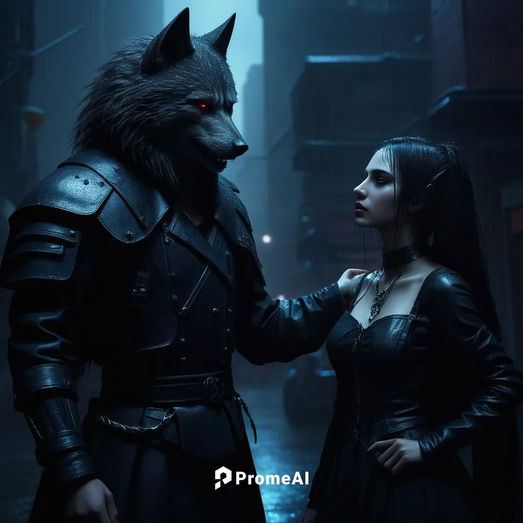 Crinos Werewolf and gothic young girl.,wolf couple,wolstein,kittani,werewolve,purgatoire,familiars,two wolves,arkham,lycans,werewolf,wolfsschanze,wolfsfeld,schindewolf,wolfsangel,wolves,grizabella,wer