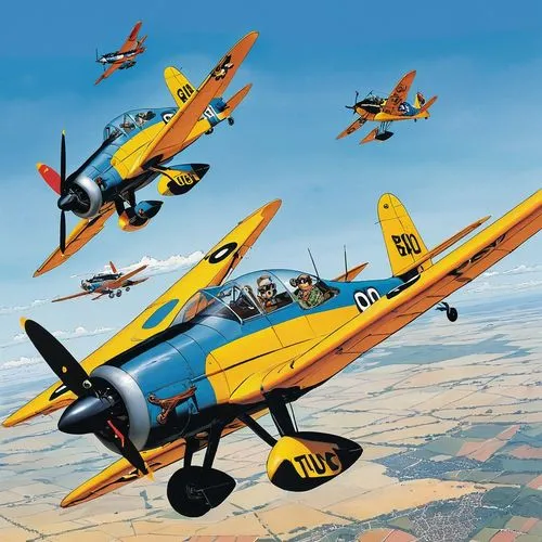 boeing-stearman model 75,north american t-6 texan,model aircraft,triplane,biplane,breda ba.88,aerobatics,aerobatic,siai-marchetti sf.260,hudson wasp,formation flight,polikarpov po-2,reno airshow,north american p-51 mustang,douglas aircraft company,airshow,monoplane,grumman american aa-1,air racing,curtiss p-40 warhawk,Illustration,Children,Children 02