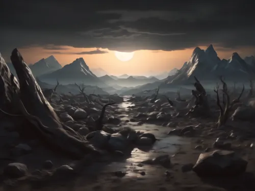 fantasy landscape,barren,lunar landscape,post-apocalyptic landscape,swampy landscape,volcanic landscape,alien planet,fallen giants valley,karst landscape,alien world,landscape background,moonscape,northrend,desert planet,futuristic landscape,scorched earth,desert landscape,volcanic field,valley of death,desert desert landscape