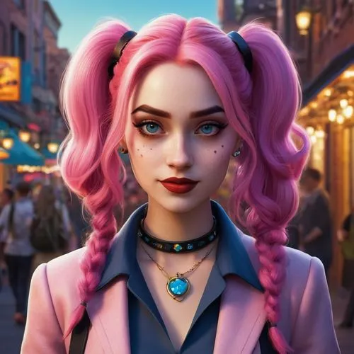 maeve,jinx,xcx,miu,evie,harley quinn,pinzi,doll's facial features,chibiusa,rockabella,cute cartoon character,euphemia,neopolitan,lazytown,felicia,harley,pinkola,pink beauty,eloise,barbie,Conceptual Art,Fantasy,Fantasy 15