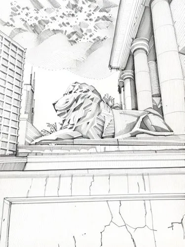 lion capital,gargoyles,merlion,gargoyle,stock exchange,pantheon,capitoline wolf,parthenon,book illustration,capital markets,hand-drawn illustration,sci fiction illustration,the parthenon,neoclassical,