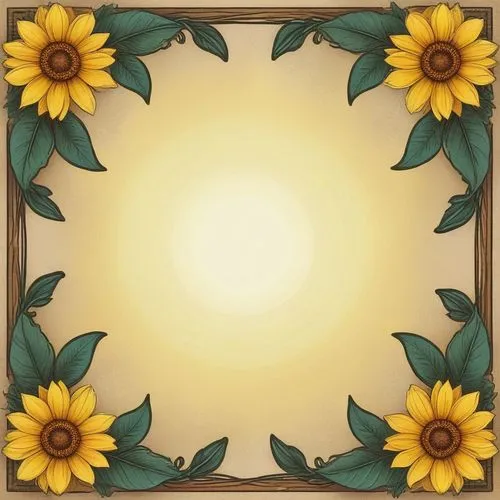 the image is of sunflowers with green leaves on it,sunflower lace background,floral silhouette frame,flower frame,flowers frame,botanical frame,flower border frame