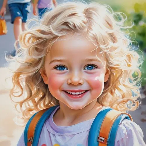 girl portrait,girl drawing,children's background,kids illustration,color pencil,coloured pencils,Conceptual Art,Oil color,Oil Color 03