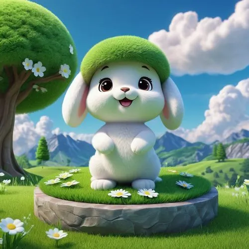 sylbert,kero,rabbids,spring background,bingbu,wufu,aaaa,garden marshmallow,cute cartoon character,cartoon bunny,cartoon rabbit,bunni,puxi,pancham,bunny on flower,springtime background,easter background,cottondale,dunny,ludot,Unique,3D,3D Character