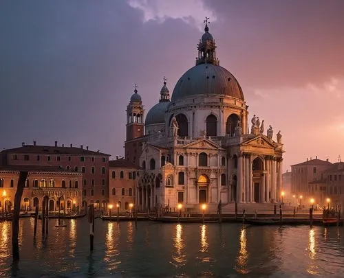 dome roman architecture
Venice Lakeside,a city is lit up at dusk by a large building,santa maria della salute,venice,venedig,venecia,grand canal,serenissima,Photography,General,Realistic