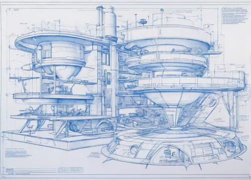 Imagine a futuristic science fiction story set in Věncová where technology has transformed the village.,blueprints,blueprint,technical drawing,naval architecture,futuristic architecture,gas compressor