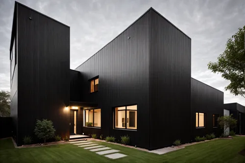 BLACK THEME, BLACK EXTERIOR WALLS, ALL BLACK FACADE,cube house,cubic house,timber house,modern architecture,inverted cottage,house shape,metal cladding,modern house,wooden house,frame house,danish hou