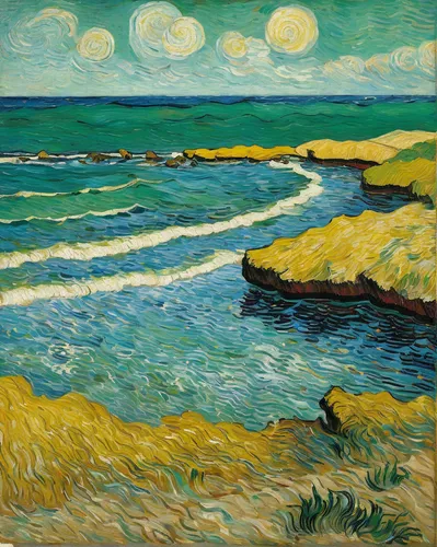 beach landscape,vincent van gough,coastal landscape,landscape with sea,sea landscape,el mar,vincent van gogh,post impressionism,braque du bourbonnais,sea-shore,breton,seashore,seascape,river landscape,post impressionist,boat landscape,man at the sea,beach scenery,the wind from the sea,landscape,Art,Artistic Painting,Artistic Painting 03