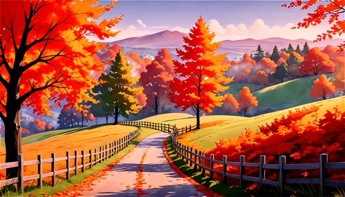 autumn landscape,fall landscape,autumn background,autumn scenery,autumn mountains,autumn day,landscape background,autumn walk,autumn forest,autumn morning,autumn idyll,cartoon video game background,autumn,autuori,the autumn,autumn trees,autumn frame,autumn theme,autumn icon,one autumn afternoon,Illustration,Japanese style,Japanese Style 07