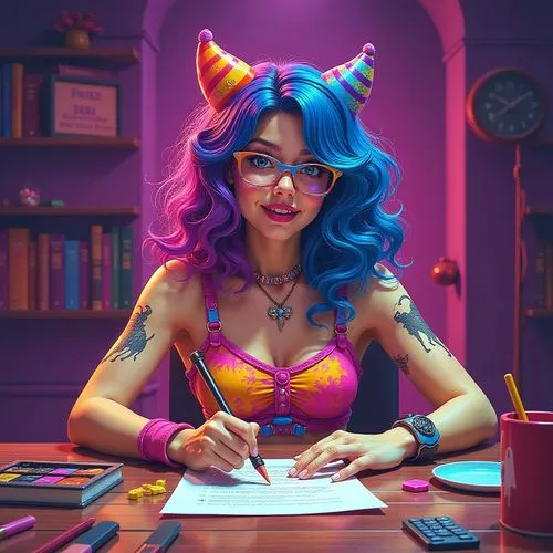 carmelita,unicorn art,librarian,ichetucknee,colourful pencils,vi,Illustration,Abstract Fantasy,Abstract Fantasy 06