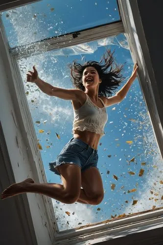 window released,broken pane,window cleaner,smashed glass,glass pane,falling objects,window washer,bedroom window,dandelion flying,rain on window,glass window,digital compositing,open window,glass roof,skylight,falling,on the ceiling,window film,broken windows,window glass,Photography,General,Fantasy