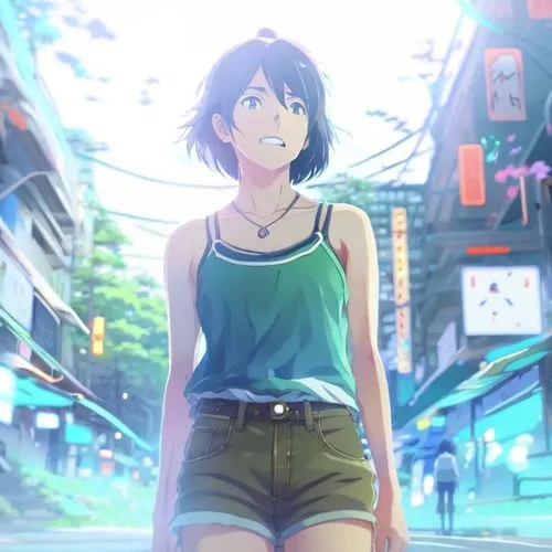 shibuya,pedestrian,shibuya crossing,studio ghibli,green summer,shinjuku,a pedestrian,hinata,tokyo,tokyo city,female runner,azusa nakano k-on,running,kayano,colorful city,anime japanese clothing,2d,osa