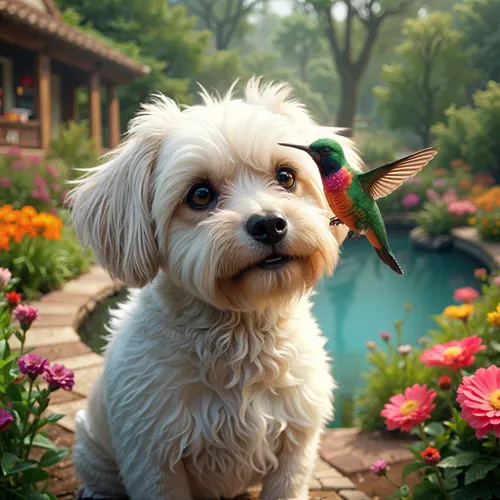 havanese,tizen,ipix,shih tzu,shih poo,flower background