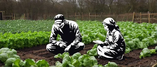 Write a dialogue between two friends in a vegetable garden, discussing their favorite vegetables in early spring.,arrowroot family,agroculture,celtuce,farm workers,picking vegetables in early spring,c