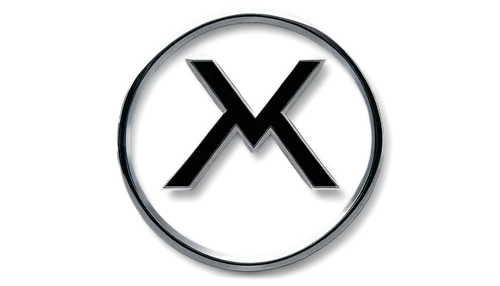 Circle X logo, metallic silver, glossy finish, reflective surface, bold font, capital letter "X", centered within circle, thin black outline, simple composition, high contrast, bright lighting, shallo