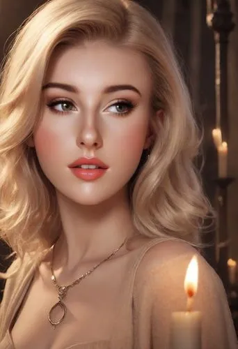 Beautiful blonde lady, dressed up to look like Buffy the Vampire Slayer with a long bob hairstyle. Atmospheric. Cinematic. Night. Candle light. Dramatic. Photorealistic.,jessamine,romantic look,candle