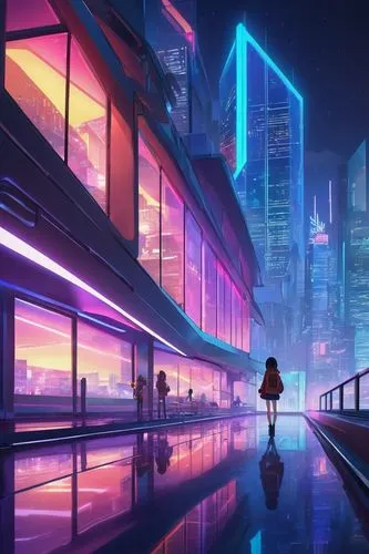 cybercity,cyberpunk,cityscape,tokyo city,futuristic landscape,colorful city,shinjuku,shanghai,tokyo,metropolis,fantasy city,futuristic,guangzhou,cybertown,synth,city at night,cityzen,cyberscene,urban,evening city,Illustration,Japanese style,Japanese Style 03