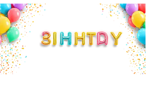 Colorful birthday card, horizontal layout, ornate font, golden balloons, confetti, bright candles, layered paper design, 3D effects, shiny surface, pastel colors, soft focus, warm lighting, close-up s