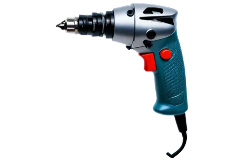 Mechanical device, drill machine, metallic body, rotating drill bit, spiral shape, cordless design, ergonomic grip, trigger switch, LED light, workshop setting, close-up shot, shallow depth of field, 