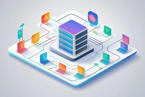 Application architecture diagram, 3-tier system, modern digital illustration, simple clean lines, minimalist style, white background, bold font labels, rectangular boxes with rounded corners, connecti