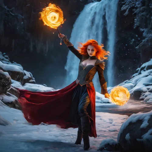 fire dancer,fire artist,sorceress,firedancer,fire dance,fantasy picture,dancing flames,transistor,fire-eater,fantasy woman,fire siren,merida,fantasy art,fantasy portrait,flame spirit,fire angel,fire eater,the snow queen,the enchantress,heroic fantasy