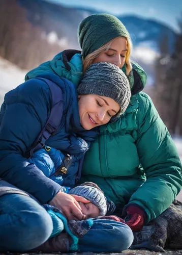 Create a heartwarming moment where Kirsten Arch helps a stranger in need.,girl and boy outdoor,sledding,snow destroys the payment pocket,photographing children,unhoused,outdoor recreation,cable progra