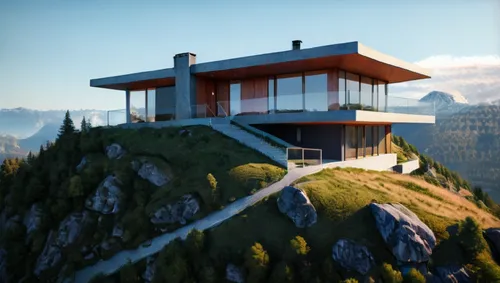 house in mountains,house in the mountains,cubic house,cliffside,lookout tower,3d rendering,Photography,Documentary Photography,Documentary Photography 23